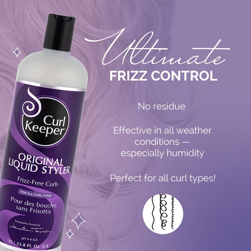 Curl Keeper Original Curl Keeper Anti-Frizz Curl Defining Hair Styler (33.8 oz) - Lightweight Curl Definer Liquid Gel for All Weather Conditions - Wavy & Curly Hair Products for Women (Cream Alternative) - Image 2