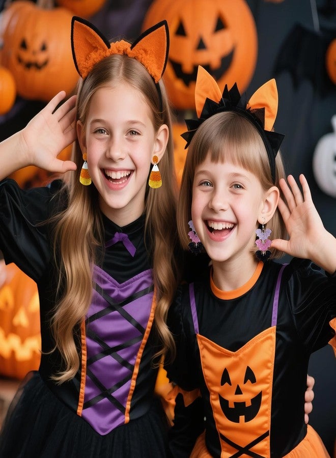 Y1tvei Halloween Glitter Acrylic Earrings - 9 Pairs Pumpkin Wreath Witch Hat Black Boots Bat White Ghosts Charm Earring Sparkly Drop Dangle Stud Ear Decor Jewelry Accessory Supplies for Women Party - Image 5