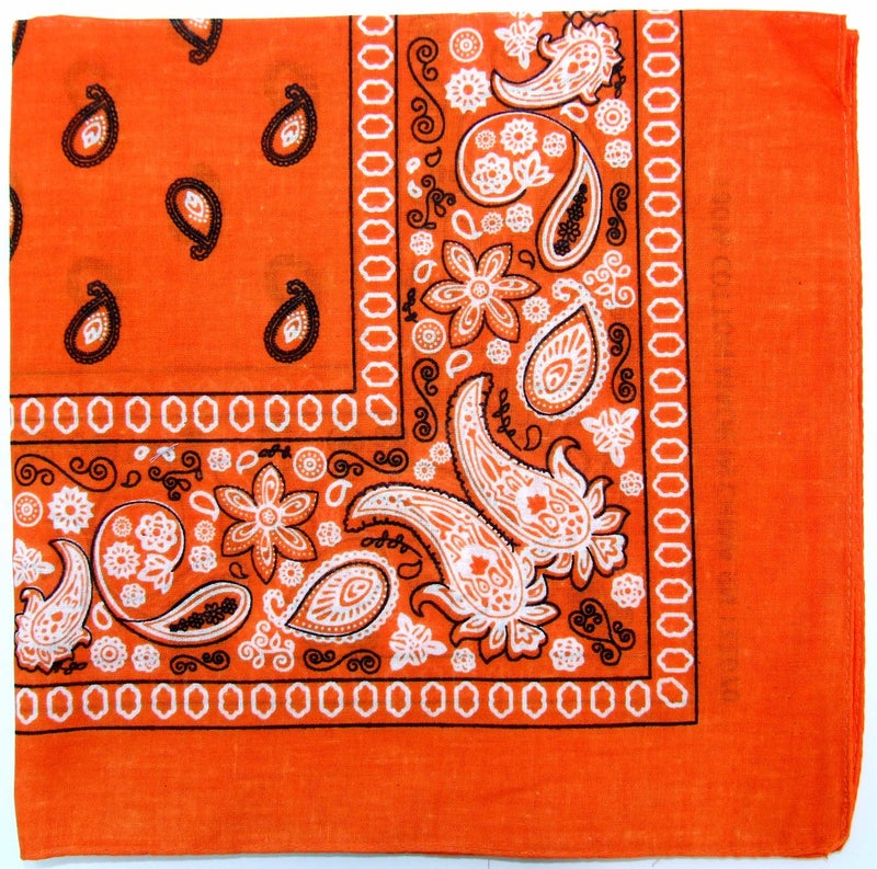 Kaiser Novelty Bandanas Paisley Cotton Bandanas (Orange 22 X 22 in)