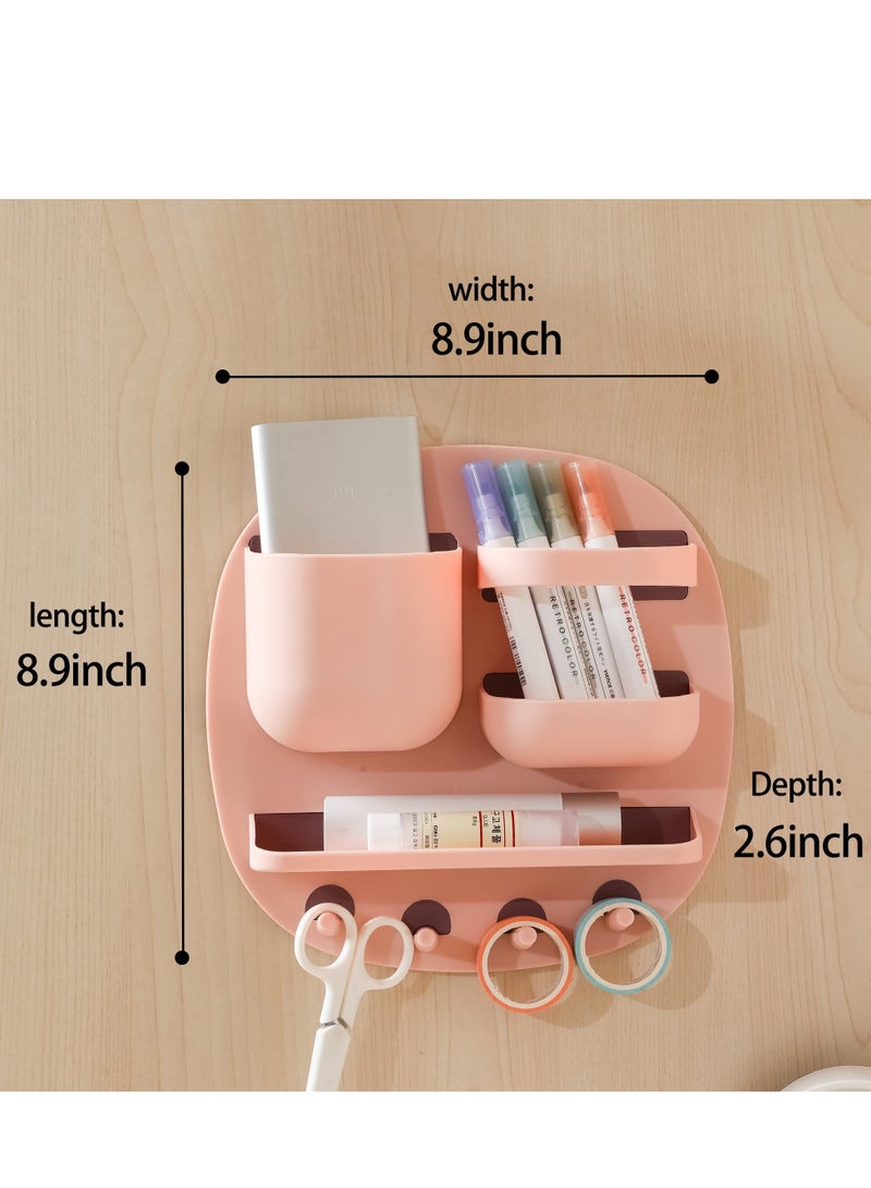 SOLARAE Remote Control Holder, Magazine Rack, Desk Organizers and Storage, Office Supplies Storage Box,Pen&Pencil Holder for Desk,Bedside Caddy For Dorm Bed,Locker Accessories,Bedroom Decor (Pink) - Image 2