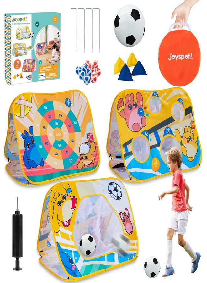 JOY SPOT! Giant 3-in-1 Bean Bag Toss Game for Kids, Toddler Toys Soccer Goal Board, Dartboard with Sticky Balls, Outside Carnival Combo Set for Backyard Beach Lawn Party Fun, for Boys Girls - Image 1