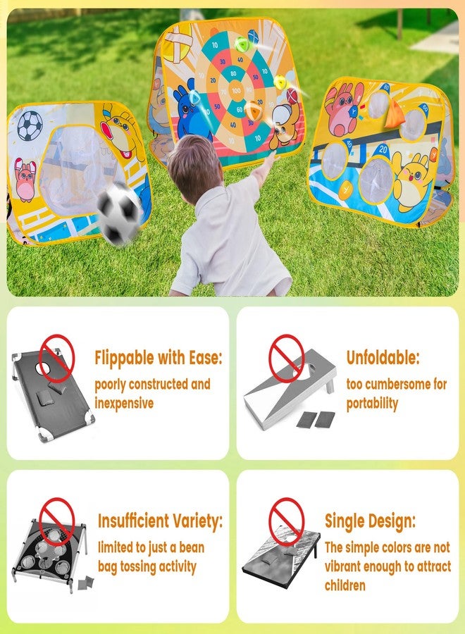 JOY SPOT! Giant 3-in-1 Bean Bag Toss Game for Kids, Toddler Toys Soccer Goal Board, Dartboard with Sticky Balls, Outside Carnival Combo Set for Backyard Beach Lawn Party Fun, for Boys Girls - Image 3