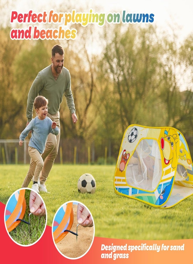 JOY SPOT! Giant 3-in-1 Bean Bag Toss Game for Kids, Toddler Toys Soccer Goal Board, Dartboard with Sticky Balls, Outside Carnival Combo Set for Backyard Beach Lawn Party Fun, for Boys Girls - Image 5