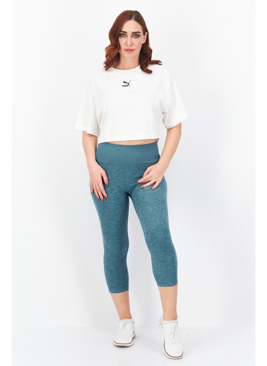 PUMA Women Relaxed Fit Brand Logo Short Sleeve Crop Top White  - Image 3