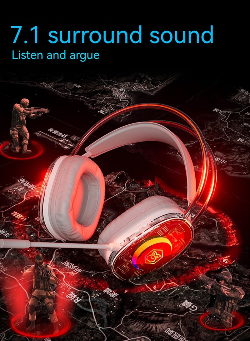 X15 USB سماعة رأس سلكية 7.1 صوت محيطي للألعاب سماعة رأس RGB شفافة مع ميكروفون - Image 3