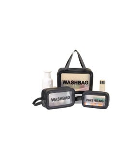 طقم شنط رحلات ضد الماء – WASHBAG جلد مستورد متوفر 3 الوان M (اسود)