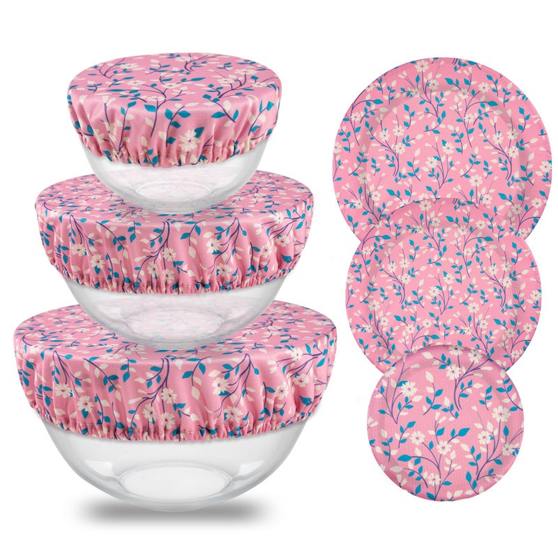 wegreeco Elastic Reusable Bowl Covers for Bread Proofing, Fabric Cloth Sourdough Bowl Covers for Proofing - Set of 3, Pink Flowers - Image 1