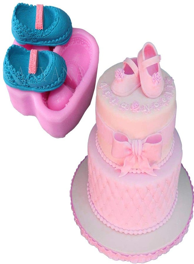 Anyana girl Baby booties shoes shower christening mould cake Fondant silicone gum paste mold for Sugar paste cupcake decorating tool topper birthday party decoration sugarcraft decor - Image 1