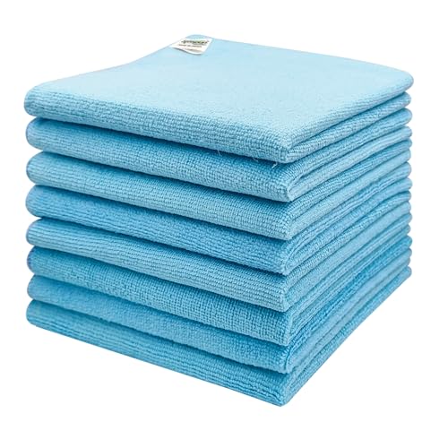 SOFTSPUN Microfiber Cleaning Cloths, 8pcs 40x40cms 220 GSM Sky Blue! Highly Absorbent, Lint and Streak Free, Multi -Purpose Wash Cloth for Kitchen, Car, Window, Stainless Steel, Silverware.… - Image 2