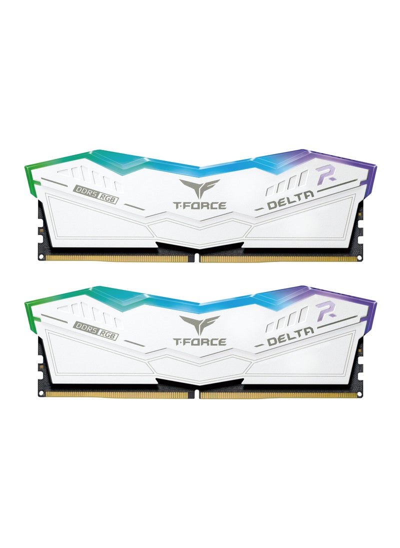 TeamGroup TEAMGROUP T-Force Delta RGB DDR5 Ram 32GB (2x16GB) 6000MHz PC5-48000 CL30 Intel XMP 3.0 & AMD Expo Compatible Desktop Memory Module Ram White FF4D532G6000HC30DC01  - Image 1