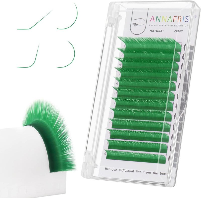Colored Eyelash Extension Classic Green 007 C Curl 815mm Mix Colorful Single Lash Extension Individual Salon Supplies Color Lash Professional Classic Green007 C 815mm Mix
