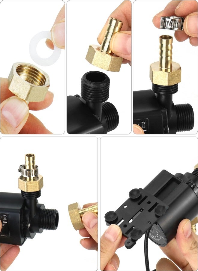 QWORK 12V Submersible Water Pump with Brass Male Thread Nozzles - 800L/H Flow Rate, 14½ ft Max Lift Height, 9-15W Adjustable Power for Aquarium, Fountain, Bonsai, and More - Image 3