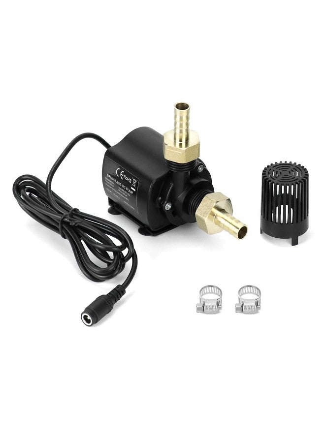 QWORK 12V Submersible Water Pump with Brass Male Thread Nozzles - 800L/H Flow Rate, 14½ ft Max Lift Height, 9-15W Adjustable Power for Aquarium, Fountain, Bonsai, and More - Image 1