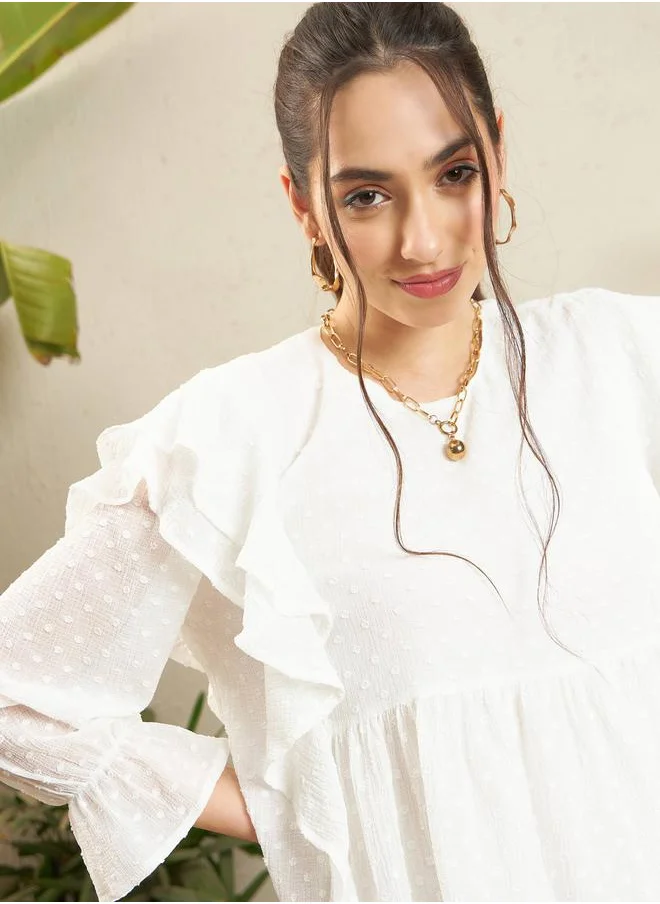 ساسافراس Dobby Ruffled Peplum Top by Styli