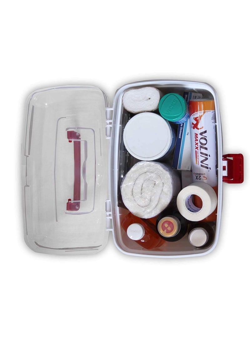 JB Export - JB Export First Aid Kit Emergency Medicine Storage Box with Detachable Tray and Transparent Lid and Handle for Home Travel - Image 1