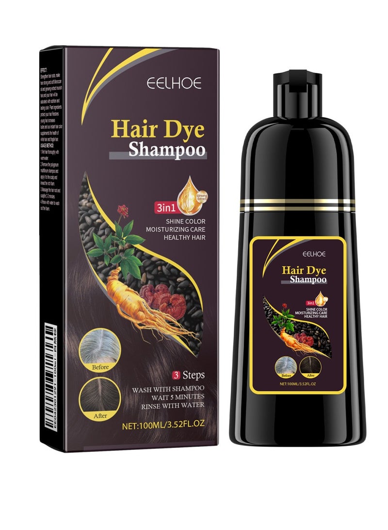 EELHOE Hair Dye Shampoo, Hair Hair Dye Shampoo 3 in 1, Hair Instant Dye Shampoo, Hair Color for Gray Hair Coverage, Long Lasting Hair Color Shampoo for Women & Men 100ml ( Nature Brown) - Image 1