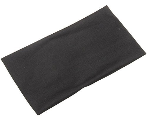 BaiX Women's Solid Stretch Wide Sports Headband Cotton Yoga Hairband Bandanas Black - Image 1