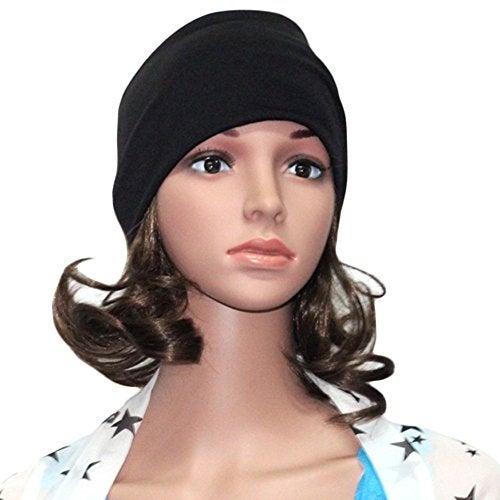 BaiX Women's Solid Stretch Wide Sports Headband Cotton Yoga Hairband Bandanas Black - Image 2
