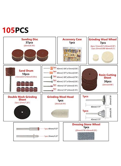 uptodateproducts uptodateproducts Electric Grinding Attachment Rotary Tool Accessories Kit Set of Mini Drill Grinding Polishing Drilling for Rotary Tool 105Pc  - Image 5