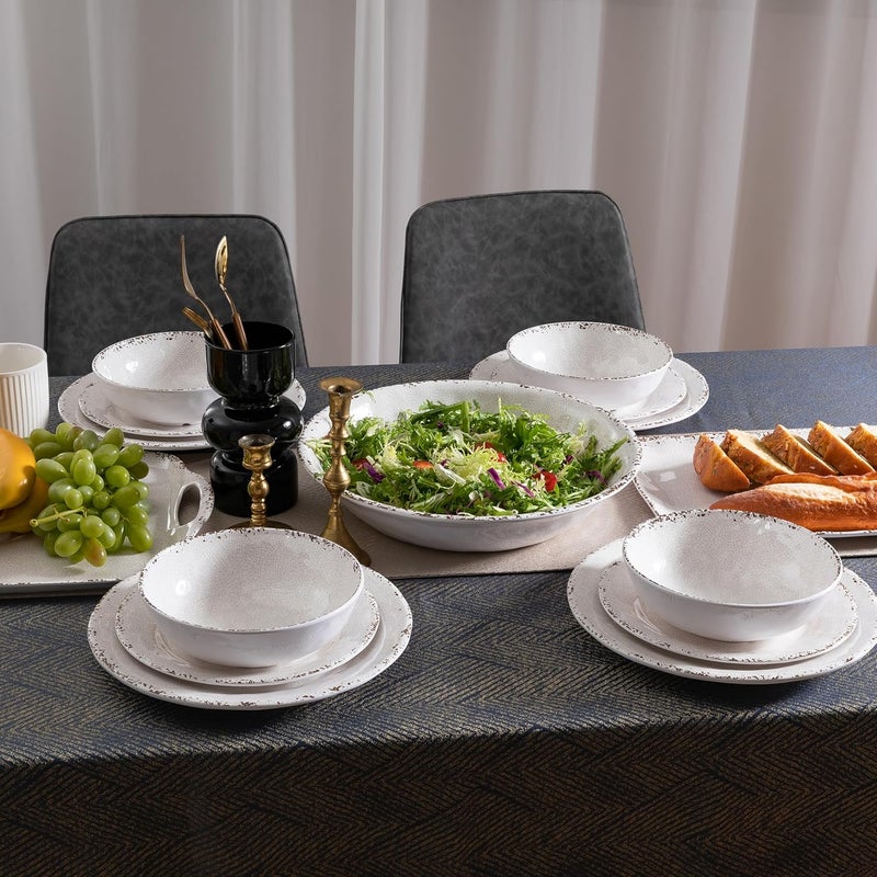 ZAROCRUS Farmhouse Melamine Serving Tray with Handles Set of 2 19x12 Extra Large Rectangular Turkey Serving Platter Serving Food Trays for Entertaining ChristmasThanksgivingParty Ivory - Image 5