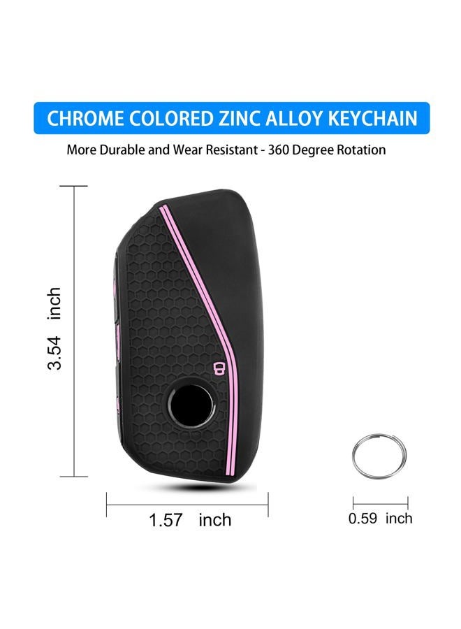 QBUC 2PCS for BMW Key Fob Cover, Soft Silicone Key Case for BMW 2024 2023 2025 7 Series IX I5 M60 X5 X7 X6 IX I7 Car Key Protector with Rings (3 Button,Pink) - Image 3