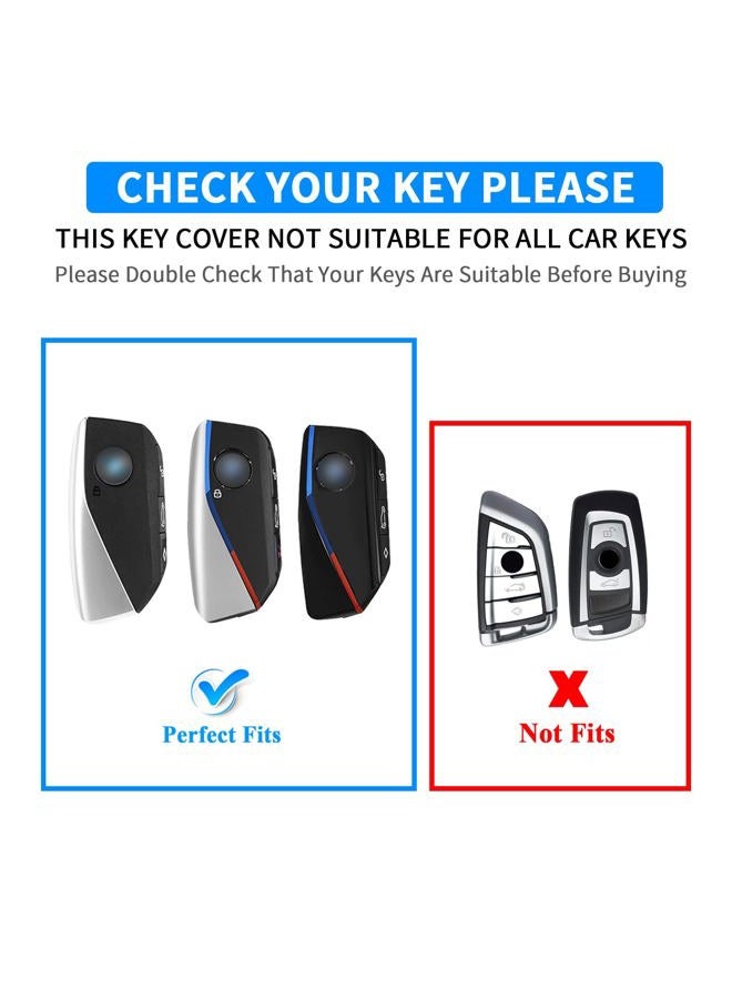 QBUC 2PCS for BMW Key Fob Cover, Soft Silicone Key Case for BMW 2024 2023 2025 7 Series IX I5 M60 X5 X7 X6 IX I7 Car Key Protector with Rings (3 Button,Pink) - Image 2