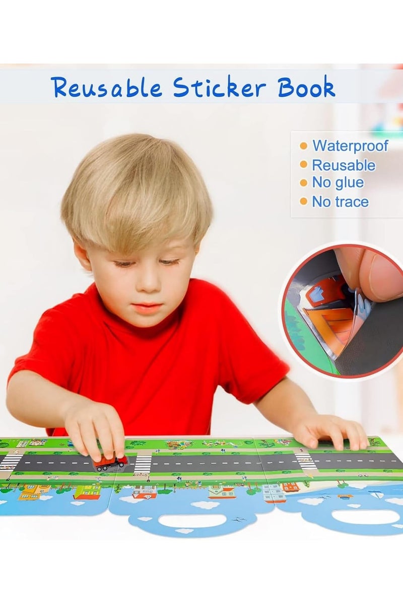 Reusable Sticker Books Toys for Kids-4 Pack Stickers Books for Age 2 3 4 Year Old Toddlers, 3D Clear Animal Space Vehicles Dinosaur Sticker Book Educational Learning Toy Birthday Gifts - Image 3