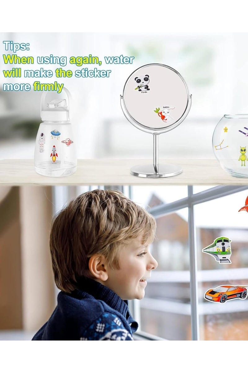 Reusable Sticker Books Toys for Kids-4 Pack Stickers Books for Age 2 3 4 Year Old Toddlers, 3D Clear Animal Space Vehicles Dinosaur Sticker Book Educational Learning Toy Birthday Gifts - Image 4