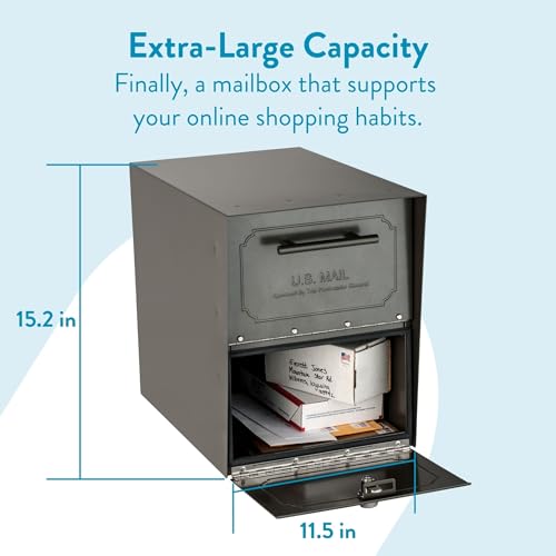 Architectural Mailboxes 6200Z-10 Oasis Classic Locking Post Mount Mailbox, 18"D x 11.5"W x 14"H ,Graphite Bronze - Image 3