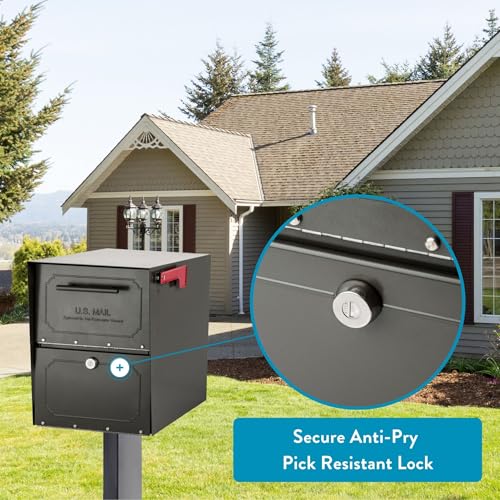 Architectural Mailboxes 6200Z-10 Oasis Classic Locking Post Mount Mailbox, 18"D x 11.5"W x 14"H ,Graphite Bronze - Image 2
