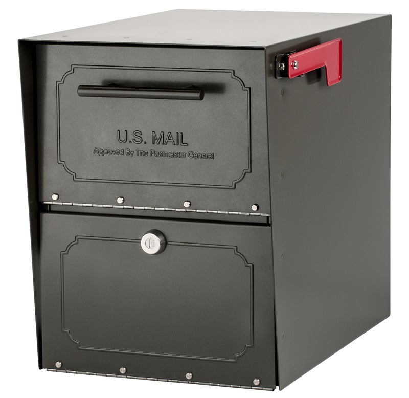 Architectural Mailboxes 6200Z-10 Oasis Classic Locking Post Mount Mailbox, 18"D x 11.5"W x 14"H ,Graphite Bronze - Image 1