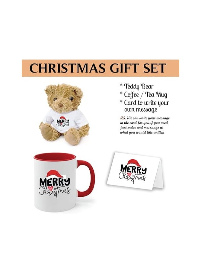 PRINTSHOP4ME Christmas Gift Set-Teddy Bear-Two-Tone Red Mug And Holiday Greeting Card-Pack Of 3 Combo-Christmas Gift For Friends And Family - Image 3