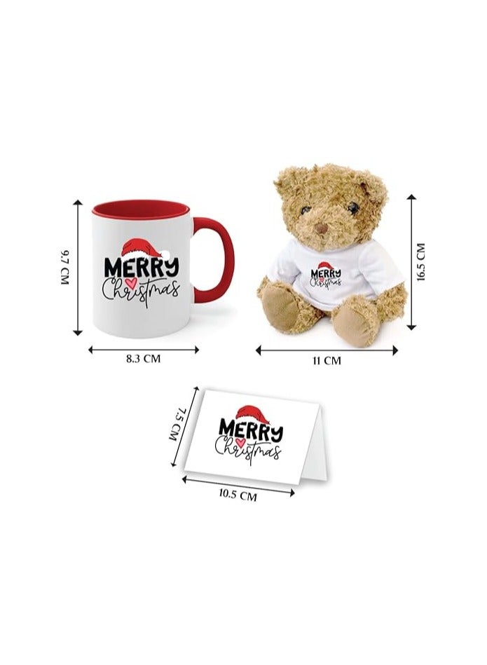 PRINTSHOP4ME Christmas Gift Set-Teddy Bear-Two-Tone Red Mug And Holiday Greeting Card-Pack Of 3 Combo-Christmas Gift For Friends And Family - Image 4