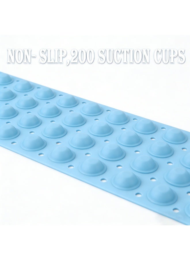 Bath Tub Shower Mat 40 x 16 Inch | Extra Large Non‑Slip Bath Mat with Suction Cups | Drain Holes & Machine Washable Bathroom Mat, Cyan Blue - Image 4