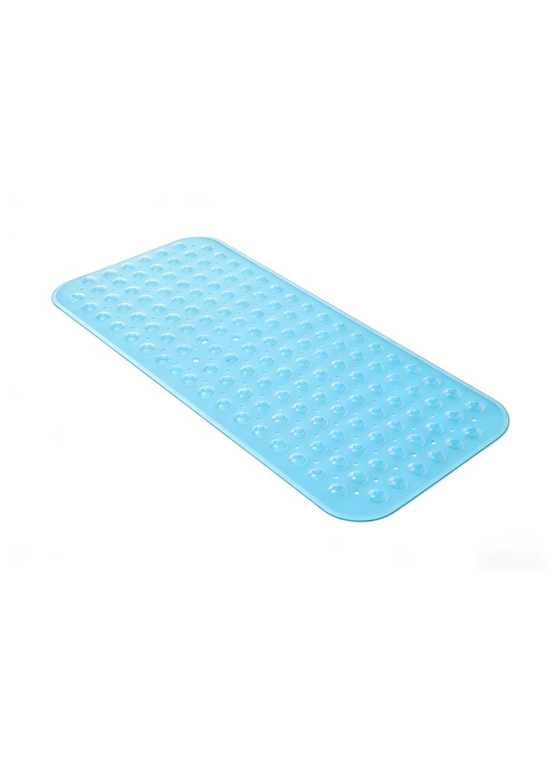 Bath Tub Shower Mat 40 x 16 Inch | Extra Large Non‑Slip Bath Mat with Suction Cups | Drain Holes & Machine Washable Bathroom Mat, Cyan Blue - Image 1