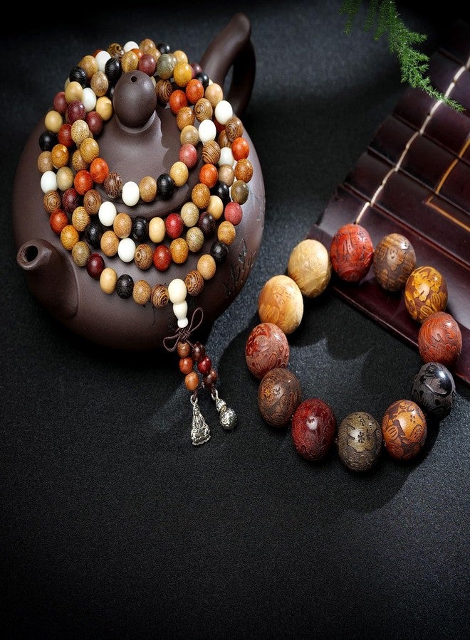 Hondark Handcrafted Wooden Bead Bracelet Multi-Color Prayer Bracelet,1pc/pack (Dia.20mmX12pcsBirthAnimals) - Image 2