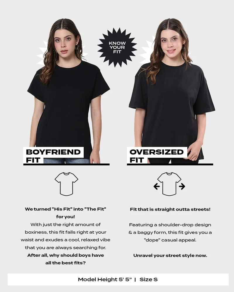 bewakoof Women's White Don't Invade Graphic Printed Oversized T-shirt