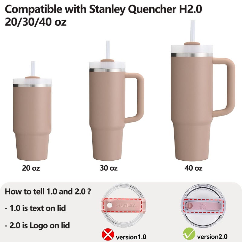 DUNLAGUE Silicone Spill Stopper Set Compatible with Stanley Cup 2.0 30oz & 40oz with Straw Cover (Set of 2  Almond Rose) - Image 2