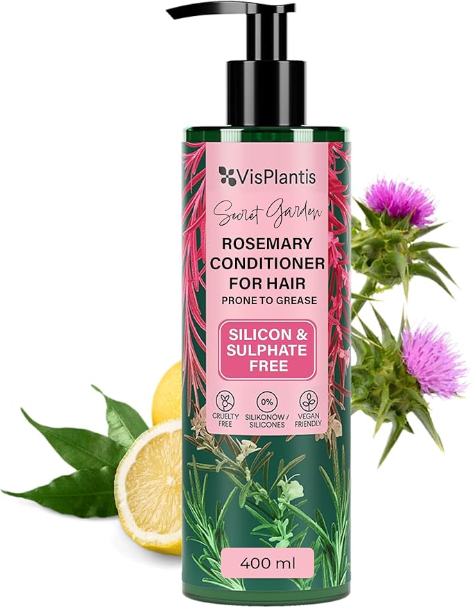 Vis Plantis Rosemary Shampoo for Greasy Hair 400 ml Natural for Oily Hair Scalp and Roots Gives Softness Shine Sulphate Free Clarifying With Milk Thistle Lemon Balm Extract - Image 1