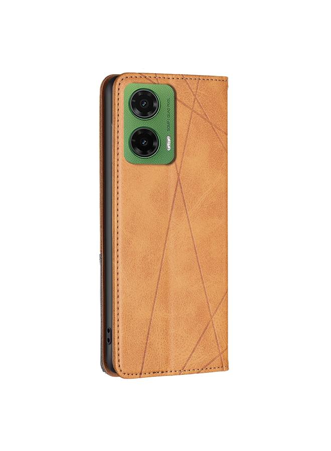 S-TOP Case For Motorola Moto G35 Rhombus Texture Magnetic Leather Phone Case - Image 4