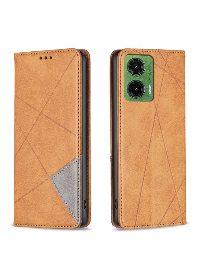S-TOP Case For Motorola Moto G35 Rhombus Texture Magnetic Leather Phone Case - Image 1