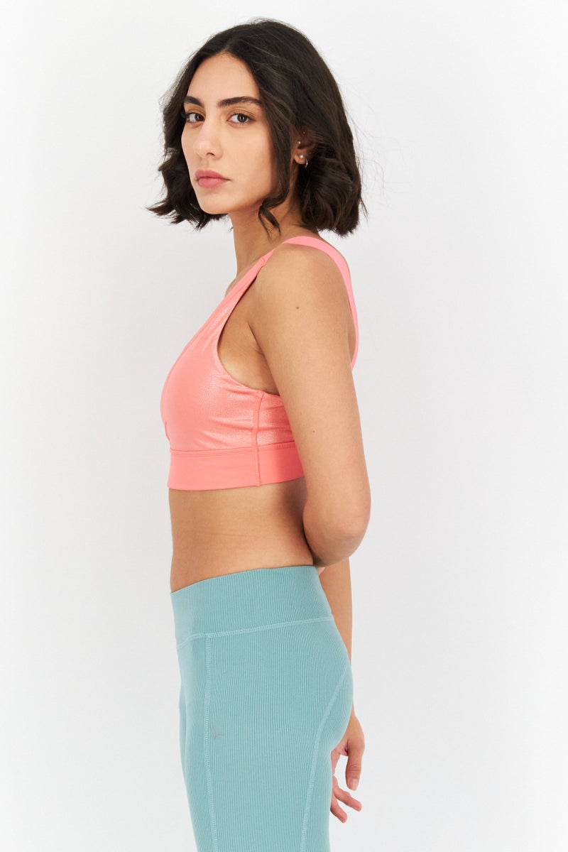 PUMA Women Brand Logo Padded Sports Bra, Pink - Image 4