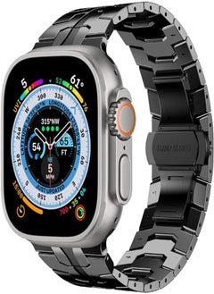 FULLIFE Compatible with Apple Watch Ultra 2 Band 49mm 45mm 44mm 42mm Titanium for Men, Stainless Steel Metal Link Folding Clasp for iWatch Series 9 8 7 SE2 6 5 4 3 2 1