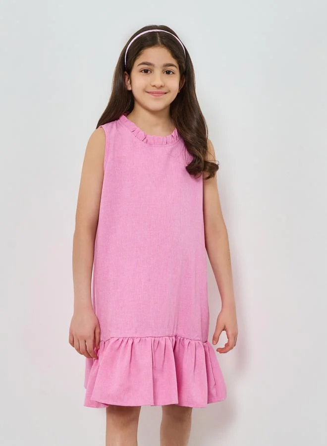 Take Two Girls Textured Sleeveless Ruffle Hem Dress