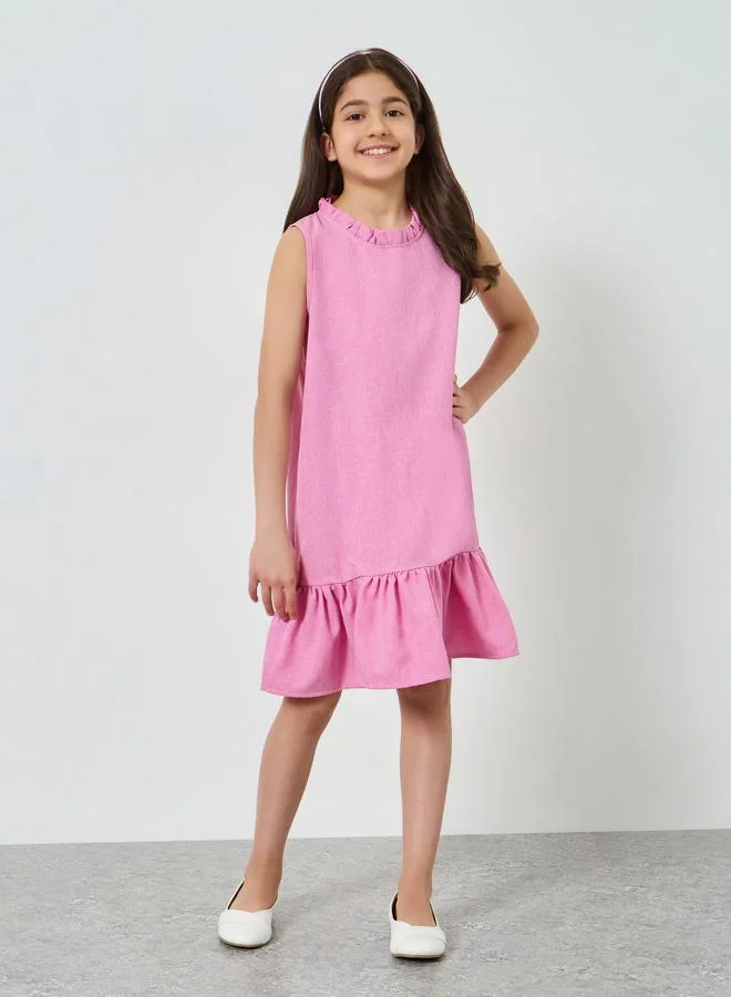 Take Two Girls Textured Sleeveless Ruffle Hem Dress