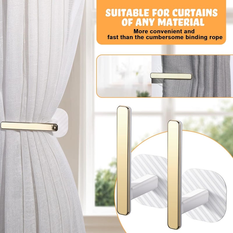 Queekay Curtain Holders Gold Curtain Holdbacks Self Adhesive Drapery Curtain Tiebacks L Shaped Curtain Hooks Nordic Style Window Treatment Holdbacks for Home Office Decorative Curtain Decor (White, 2 Pcs) - Image 4