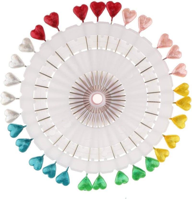 klarako 30pcs Multi Shaped Head Pins With Wheel Hijab Scarf Pins For Sewing Dressmaking - Heart - Image 1