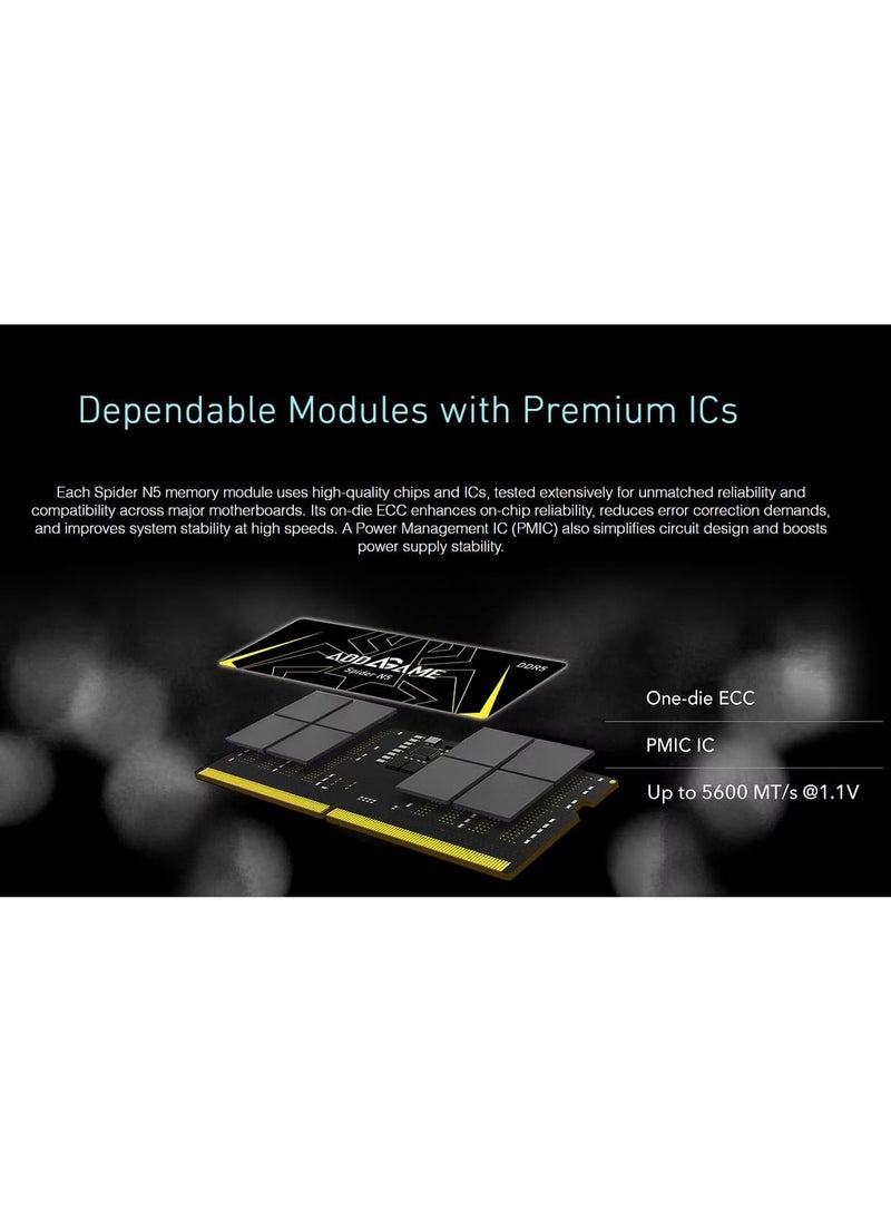 addlink SPIDER N5 DDR5 16GB RAM SODIMM Laptop Memory 5600MHz;CL46-46-46 1.1V SO-DIMM 262Pin for Laptop  - Image 5