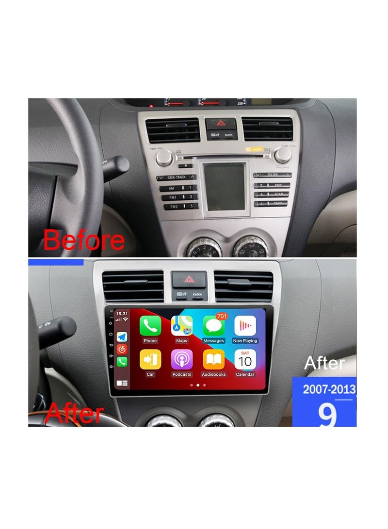 راديو سيارة تويوتا فيوس ياريس 2007-2012 أندرويد 13 ستيريو لاسلكي أبل كار بلاي أندرويد أوتو شاشة تعمل باللمس 9 بوصة نظام ملاحة جي بي إس مستقبل صوت السيارة بلوتوث SWC ميكروفون (ذاكرة وصول عشوائي 4 جيجابايت + ذاكرة قراءة فقط 64 جيجابايت) - Image 2