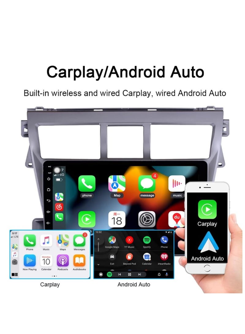 راديو سيارة تويوتا فيوس ياريس 2007-2012 أندرويد 13 ستيريو لاسلكي أبل كار بلاي أندرويد أوتو شاشة تعمل باللمس 9 بوصة نظام ملاحة جي بي إس مستقبل صوت السيارة بلوتوث SWC ميكروفون (ذاكرة وصول عشوائي 4 جيجابايت + ذاكرة قراءة فقط 64 جيجابايت) - Image 3